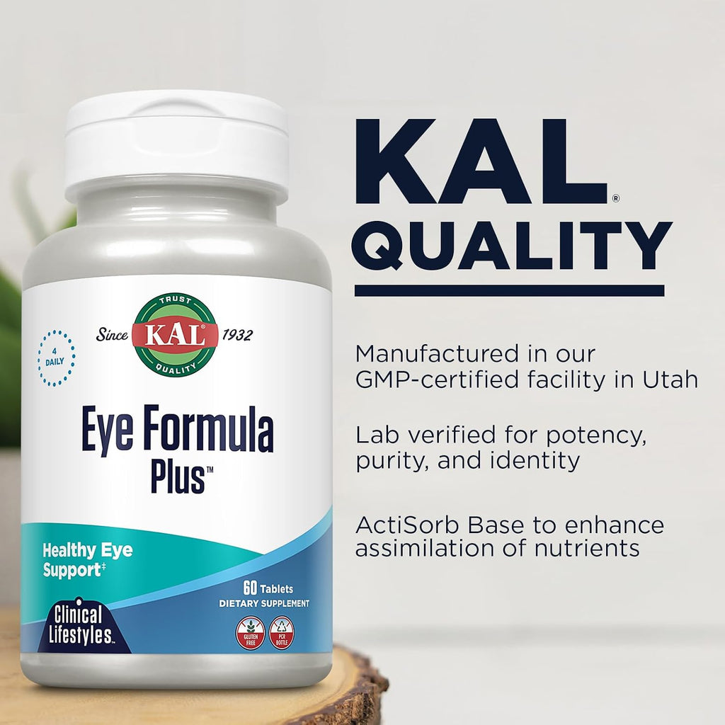 KAL Eye Formula Plus - Complemento Ocular con Luteína y Zeaxantina, 60 Comprimidos