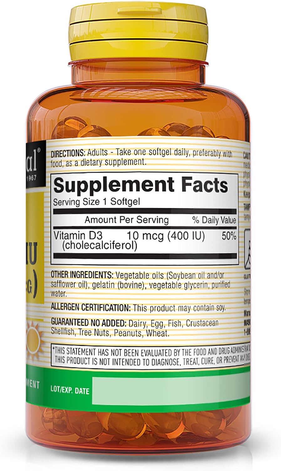Mason Natural Vitamin D3 10 mcg (400 IU) - 100 Softgels