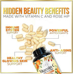 Vitamina C 1000mg con Escaramujo y Bioflavonoides - Suplemento Masticable Sin Azúcar - 60 Comprimidos