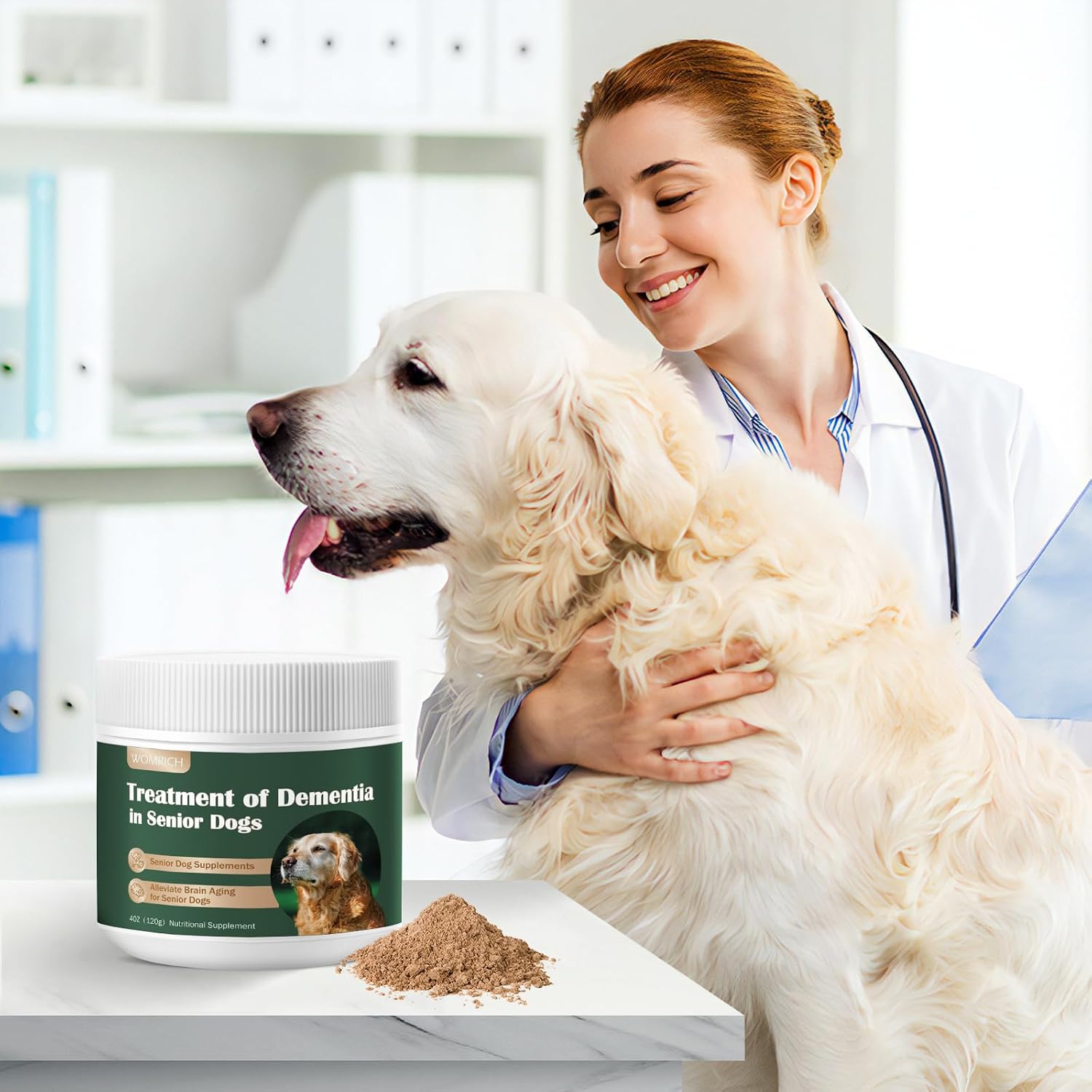 WOMRICH Senior Dog Supplements - Polvo de Hongos para Perros Mayores (120g)