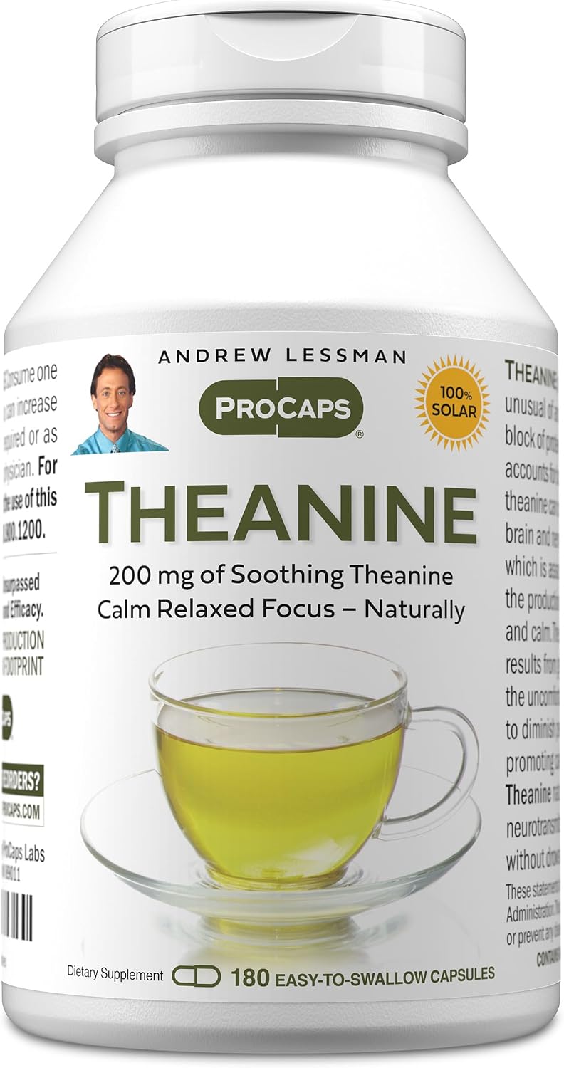 ANDREW LESSMAN Teanina 200 mg - 360 Cápsulas - Calma Natural y Concentración Relajada