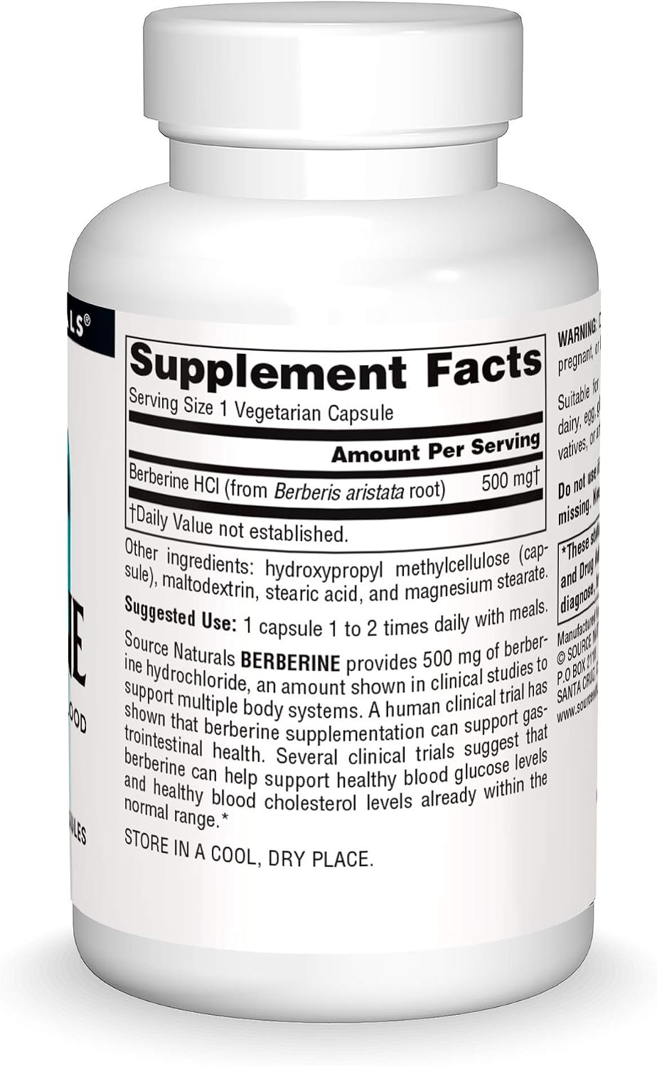 Source Naturals Berberine Cápsula Vegetal, para el Apoyo Gastrointestinal - 30 Cápsulas Vegetarianas