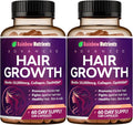 Vitaminas para el Crecimiento del Cabello para Mujeres con Biotina 10.000 mcg, Colágeno, OptiMSM, goMCT y Saw Palmetto - 2 Envases