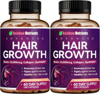 Vitaminas para el Crecimiento del Cabello para Mujeres con Biotina 10.000 mcg, Colágeno, OptiMSM, goMCT y Saw Palmetto - 2 Envases