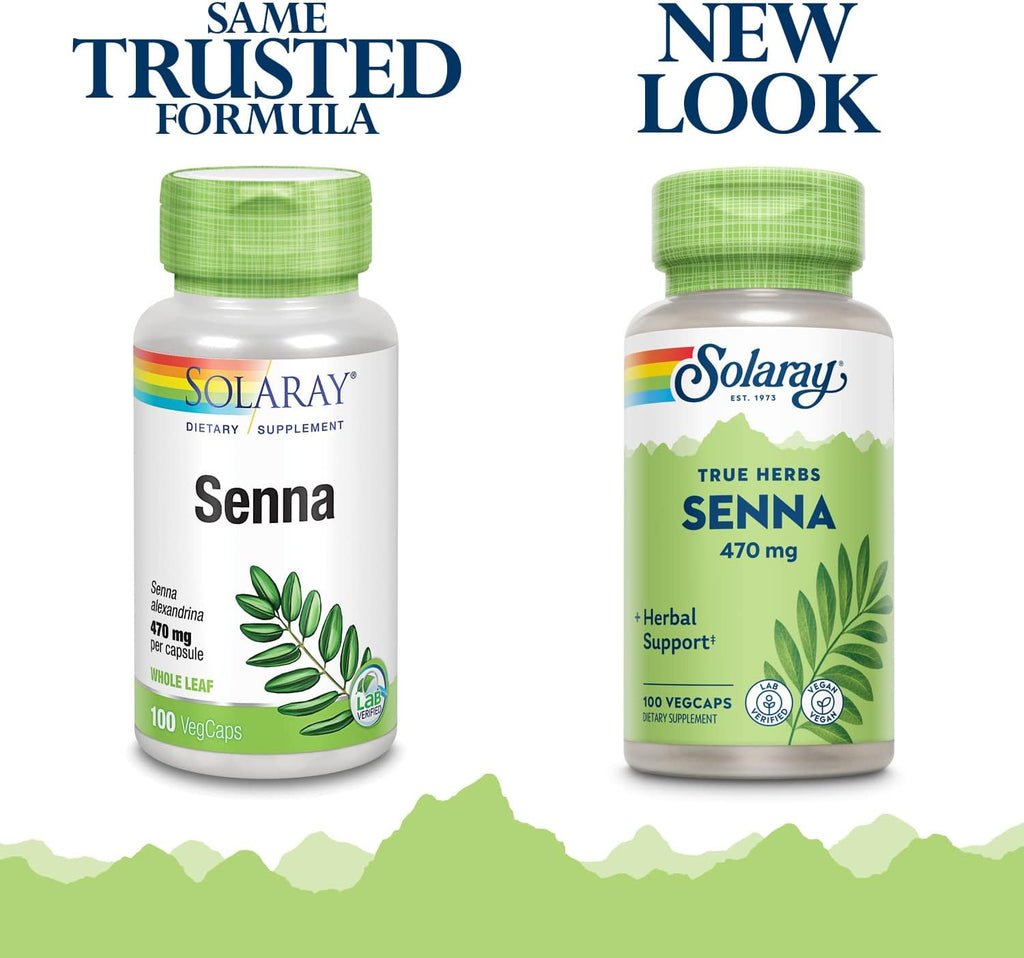 Solaray Senna Leaf Capsules - Natural Herbal Supplement, 470 mg, Vegan, 100 Capsules