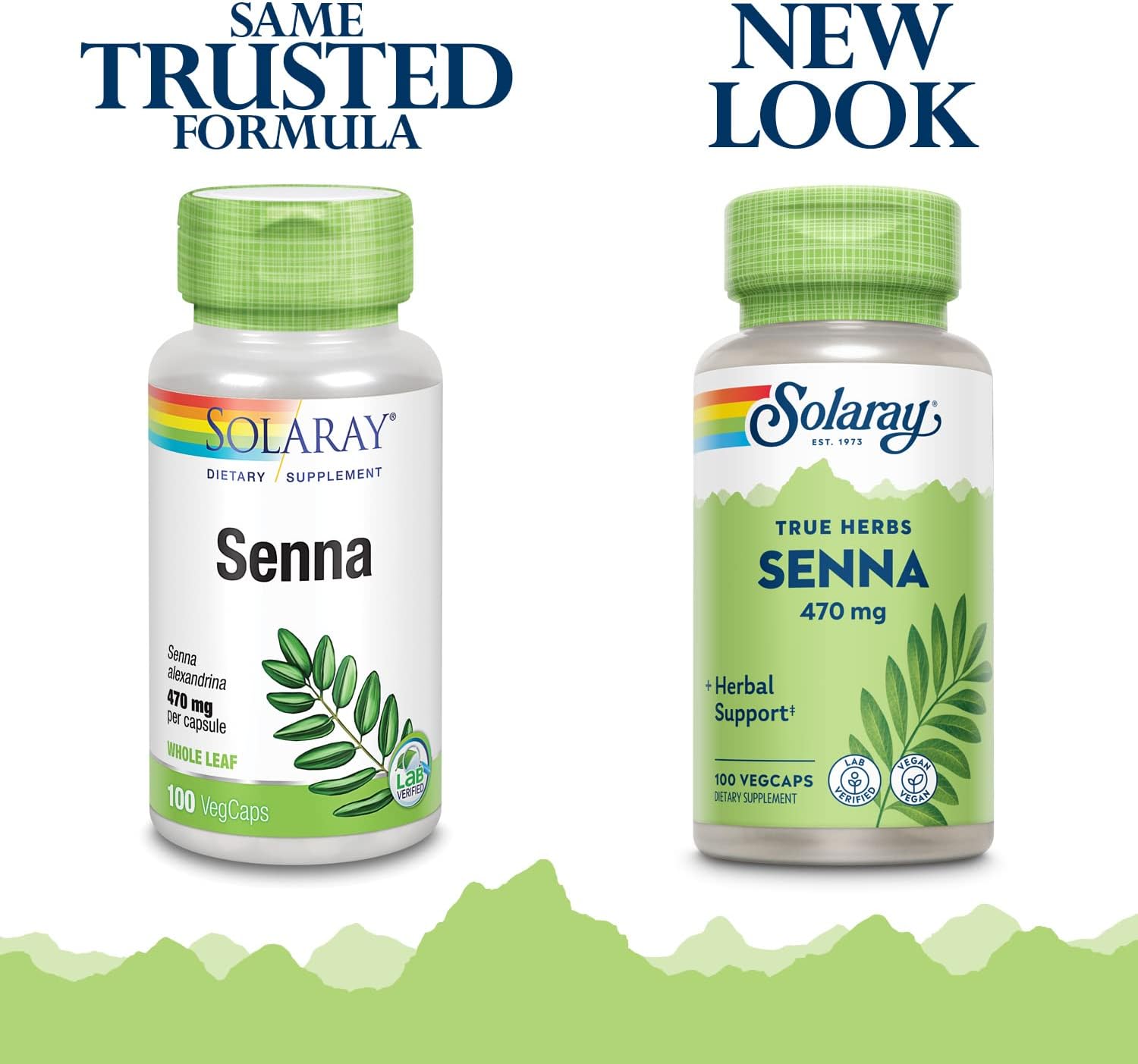 Solaray Senna Leaf Capsules - Natural Herbal Supplement, 470 mg, Vegan, 100 Capsules