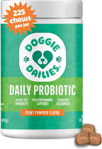 Doggie Dailies Probióticos para Perros con Prebióticos - 225 Masticables Blandos Sabor Calabaza