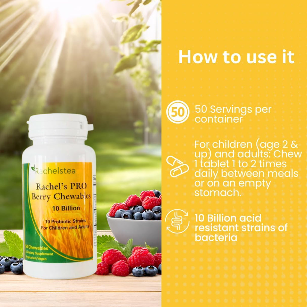 Rachel's Pro Berry Chewables Probiótico Masticable 10 Cepas - 50 Comprimidos