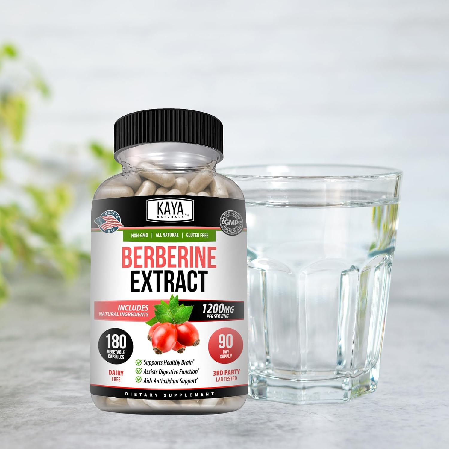 Kaya Naturals Berberina HCL 1200 mg - 180 Cápsulas Vegetarianas