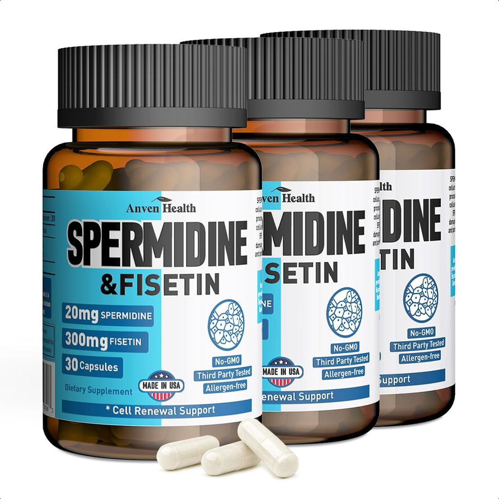 Spermidine & Fisetin - 20mg Spermidina 99% + 300mg Fisetina - 30 Cápsulas Veganas
