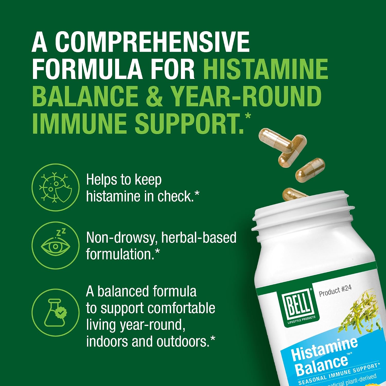 Bell Histamine Balance - Suplemento para el Equilibrio de Histamina, 60 Cápsulas Veganas