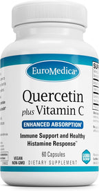 EuroMedica Quercetin Plus Vitamin C – Apoyo a la Respuesta Saludable de Histamina y Salud Respiratoria – Suplemento para la Función Inmunológica y Salud Celular – 60 Cápsulas