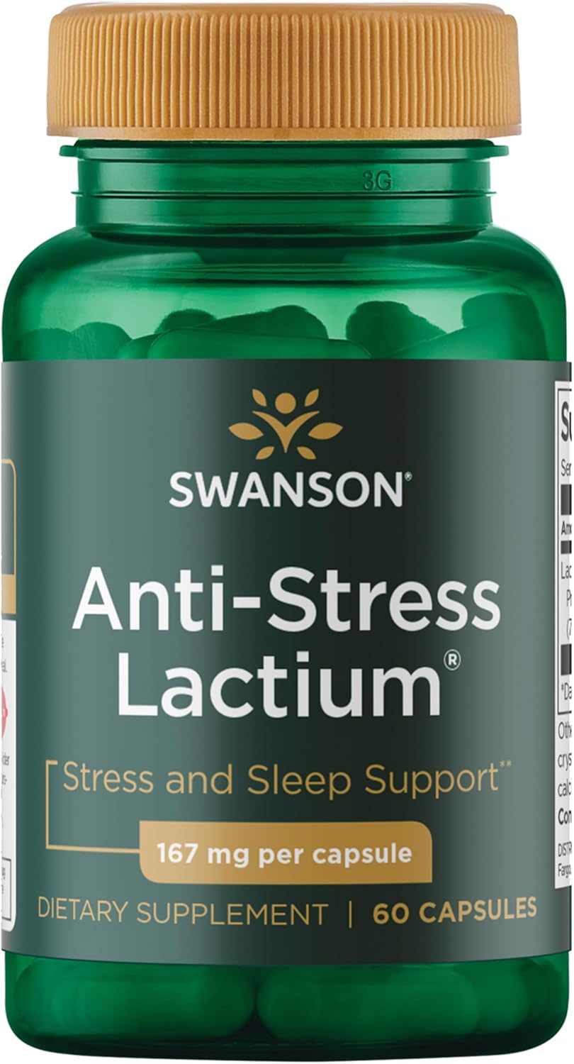 Swanson Women's Anti-Stress Formula (Lactium) - Ayuda a Contrarrestar el Estrés, Promueve la Relajación y el Sueño Reparador - 60 Cápsulas, 167mg