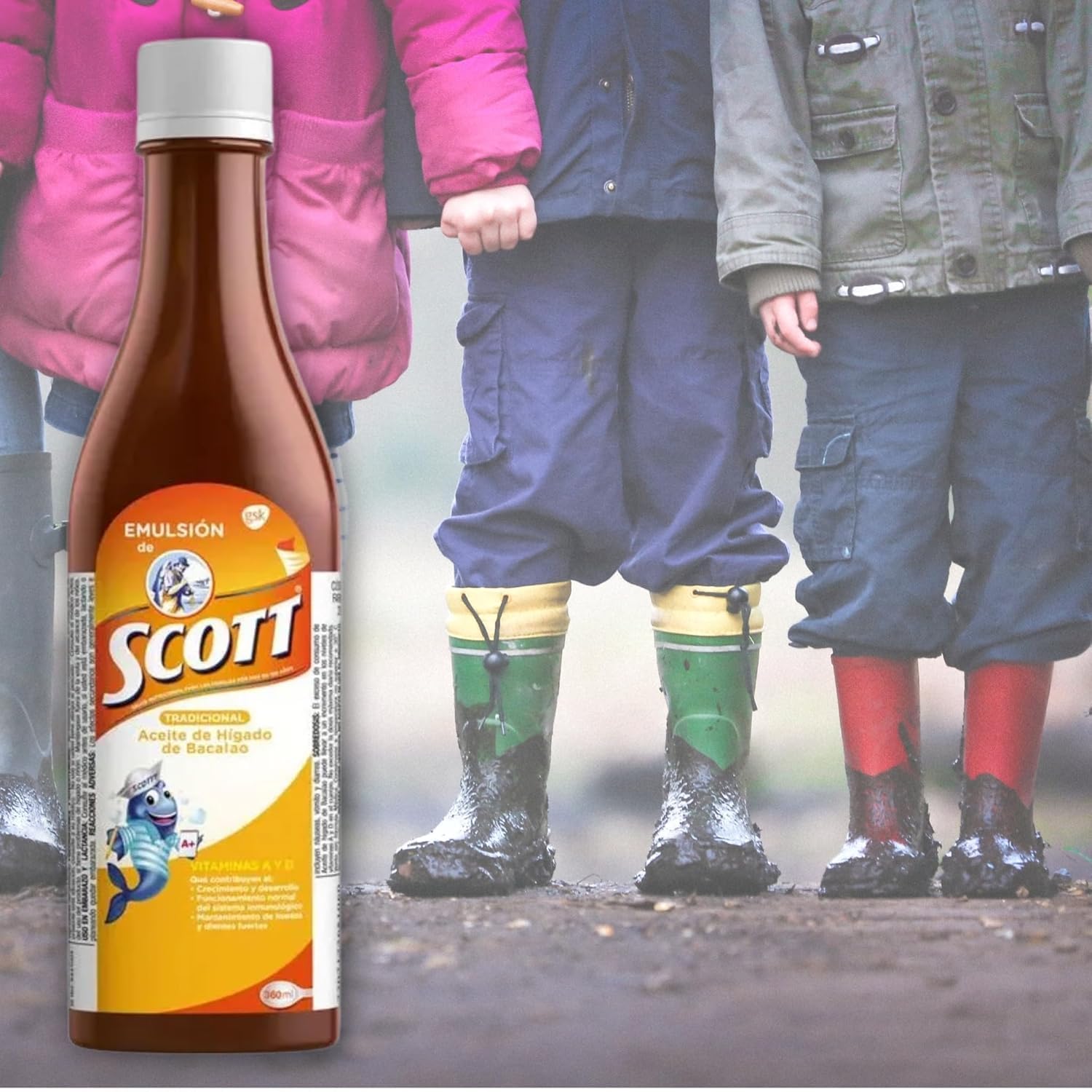 Scott's Emulsion Aceite de Hígado de Bacalao Sabor Tradicional con Vitaminas A y D y Calcio, Pack de 2 x 180 ml