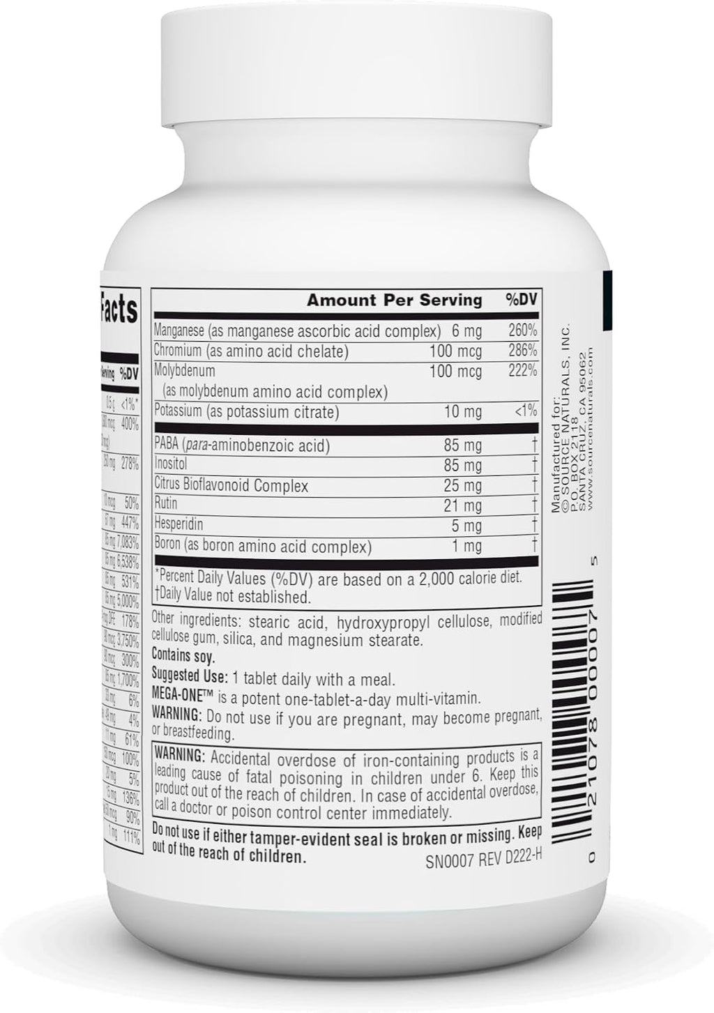 Source Naturals Mega-One Multivitamínico con Minerales - 30 Tabletas