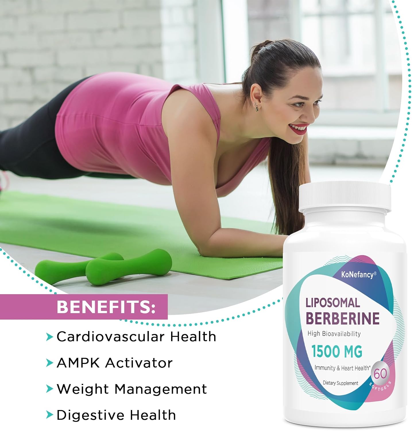 KoNefancy Berberina Liposomal 1500mg - 120 Cápsulas Blandas