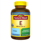Nature Made Vitamina E 400 UI 180 mg, 350 Cápsulas + 2 Sobres de Hidratación Sin Azúcar Sabor Melocotón Blanco