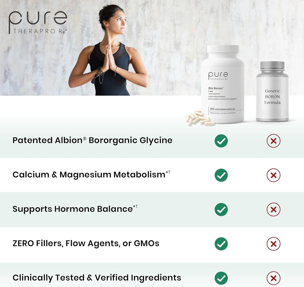 Pure TheraPro Rx Bio Boron - Boro Bororgánico Glicinato (5mg, 180 Cápsulas)