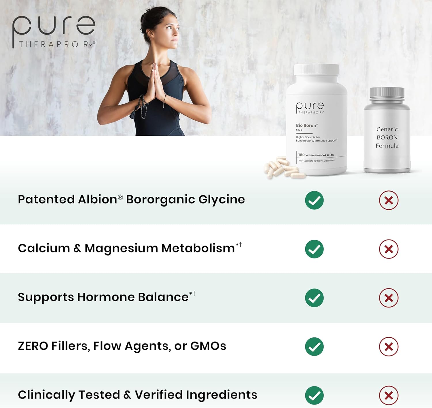 Pure TheraPro Rx Bio Boron - Boro Bororgánico Glicinato (5mg, 180 Cápsulas)
