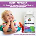 KAL MultiSaurus Multivitamínico Infantil Masticable, 11 Vitaminas y Minerales, Sabor Bayas, 60 Comprimidos
