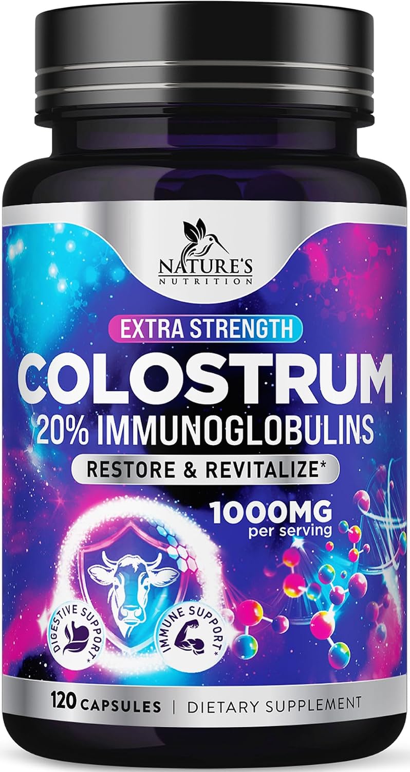 Suplemento de Calostro Bovino 1000mg por Dosis - 20% Inmunoglobulinas - 120 Cápsulas