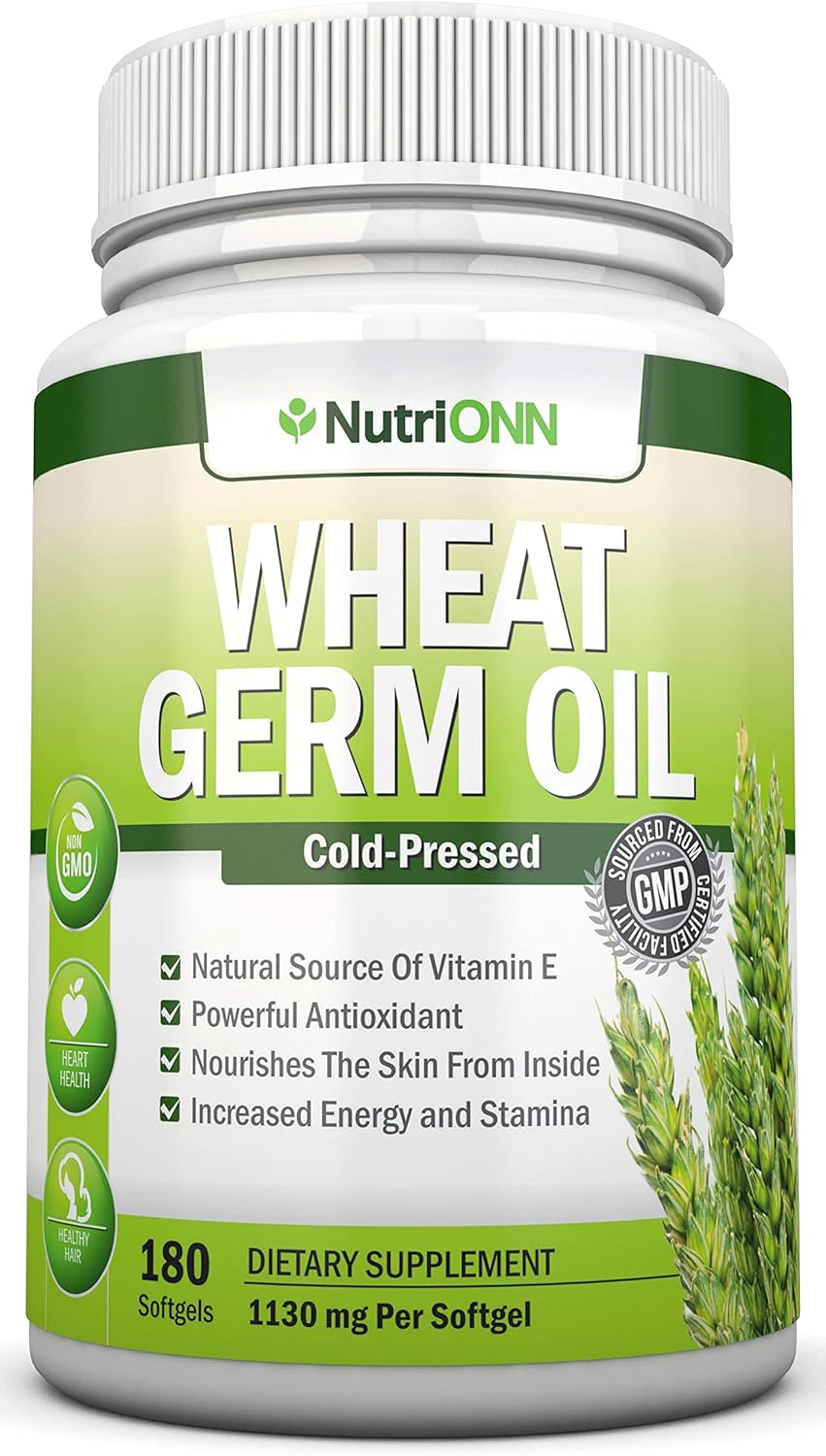 Aceite de Germen de Trigo – 1130mg – 180 Cápsulas Blandas – Prensado en Frío – Fuente Natural de Vitamina E