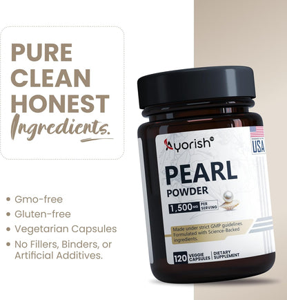 Ayorish Pearl Powder Capsules 1500mg | Polvo de Perla Orgánico Puro | 120 Cápsulas Veganas – Image 6