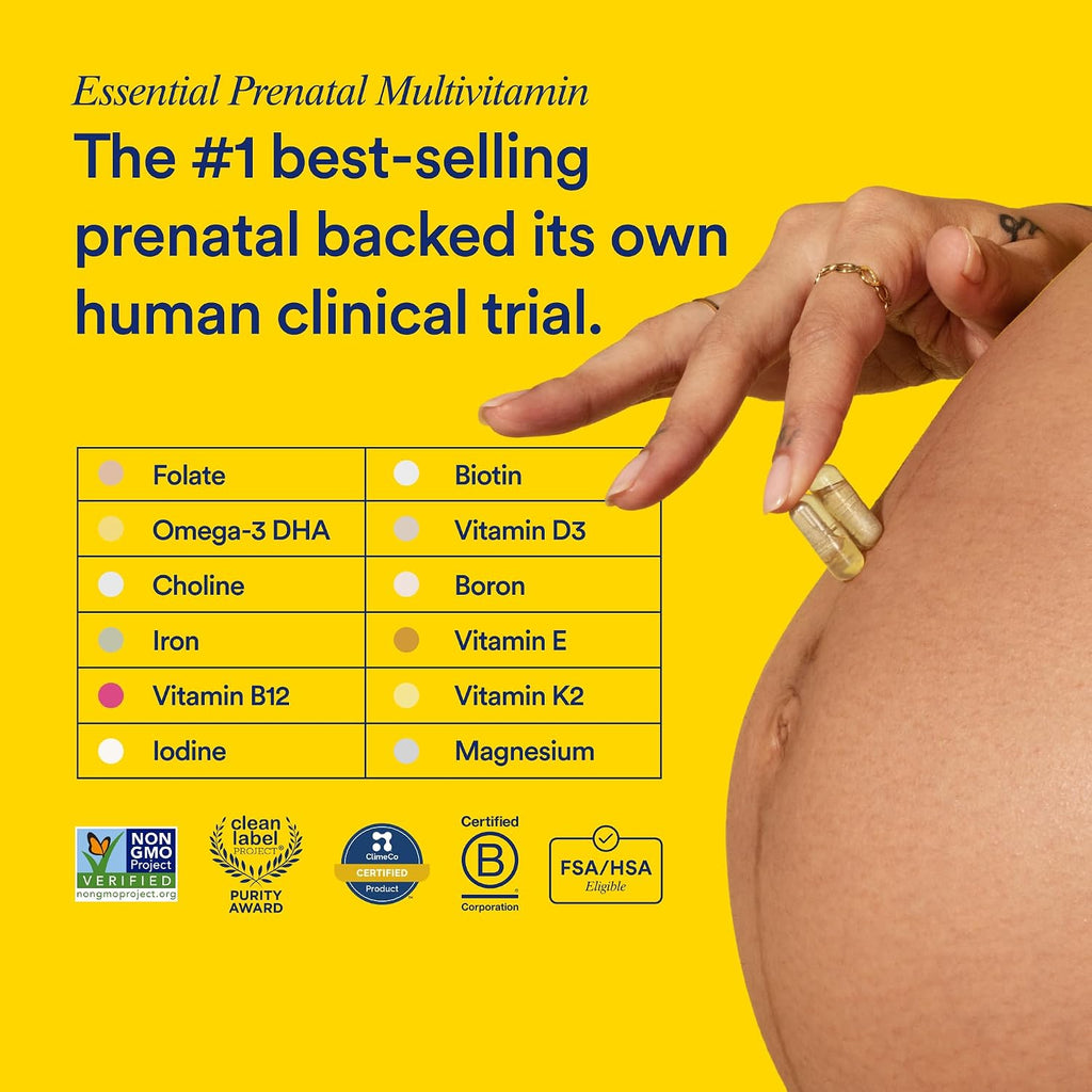 Ritual Multivitamínico Prenatal para Mujeres - Vitaminas y Minerales Esenciales para el Embarazo - Ácido Fólico, Colina, Omega-3 DHA, Hierro - Vegano - Menta - 60 Cápsulas - 30 Dosis