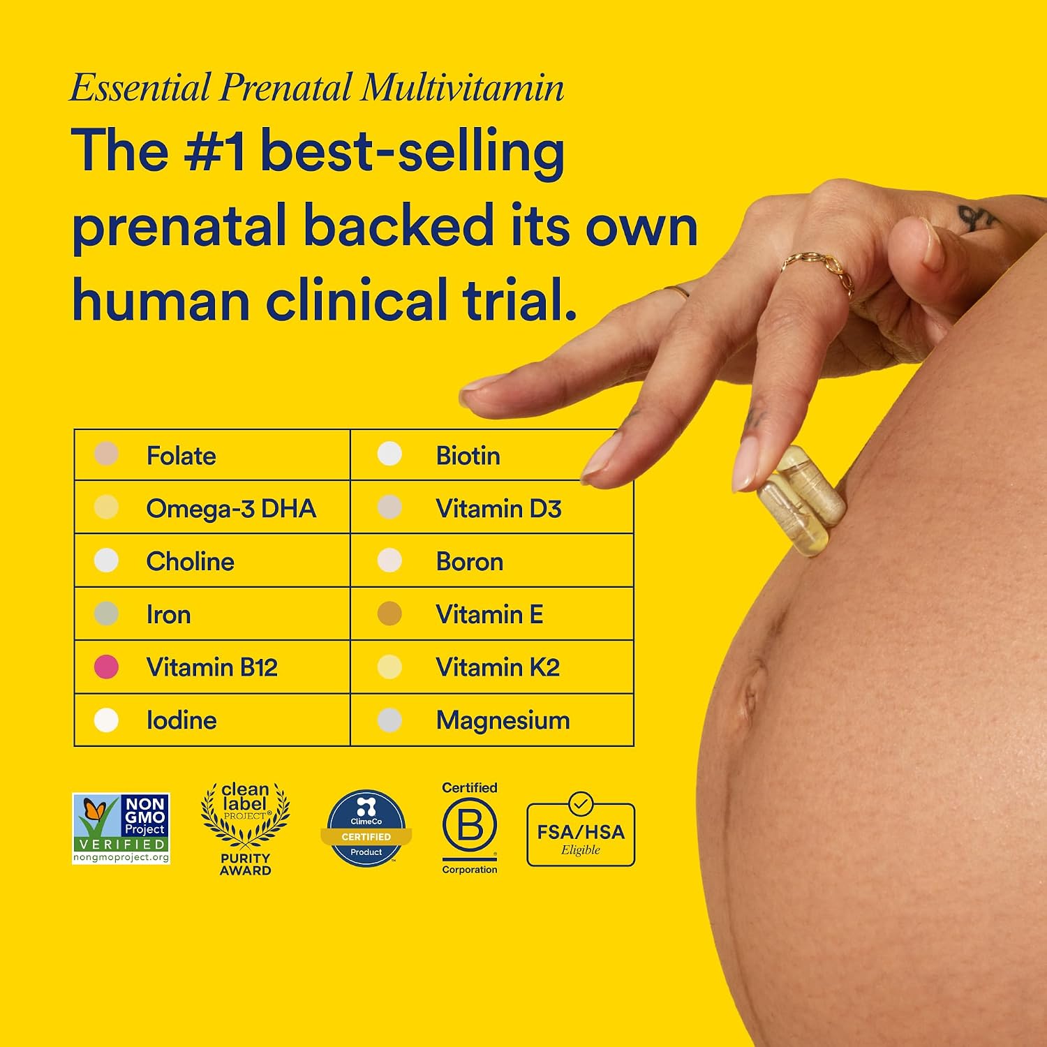 Ritual Multivitamínico Prenatal para Mujeres - Vitaminas y Minerales Esenciales para el Embarazo - Ácido Fólico, Colina, Omega-3 DHA, Hierro - Vegano - Menta - 60 Cápsulas - 30 Dosis