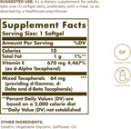 Solgar Vitamina E 670 mg (1000 UI) - 100 Cápsulas Blandas, Pack de 2 - Origen Natural - Sin Gluten, Sin Lácteos - 200 Dosis