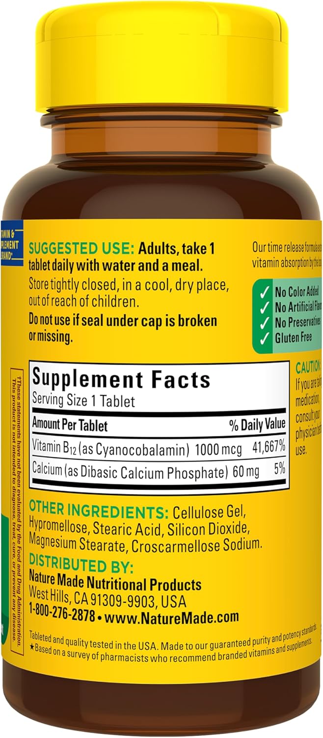Nature Made Vitamina B12 1000 mcg - 75 Comprimidos de Liberación Prolongada