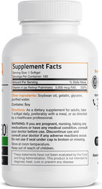 Bronson Vitamina A 10.000 UI - Fórmula Premium No-GMO - 180 Cápsulas Blandas
