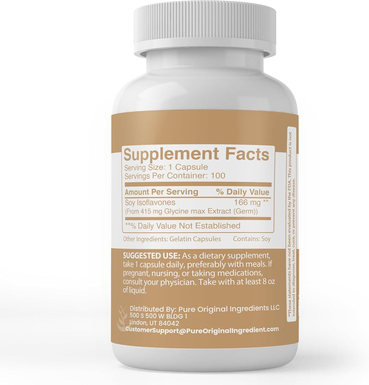 Pure Original Ingredients Isoflavonas de Soja (100 Cápsulas) – Puro, Sin Aditivos – Image 2