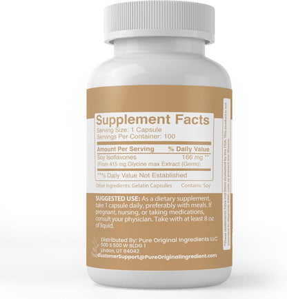 Pure Original Ingredients Isoflavonas de Soja (100 Cápsulas) – Puro, Sin Aditivos – Image 2