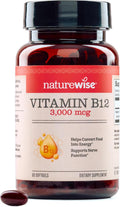 NatureWise Vitamina B12 3000 mcg - Complemento para Energía y Sistema Nervioso - 60 Cápsulas Blandas