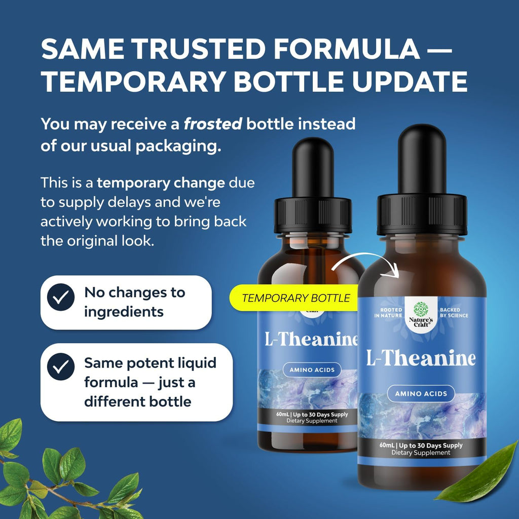 Gotas Líquidas de L-Theanina de Alta Absorción - Suplemento Nootrópico con 200mg de L-Theanina y Extractor de Manzanilla para Concentración y Relajación en Adultos y Niños - 60 ml