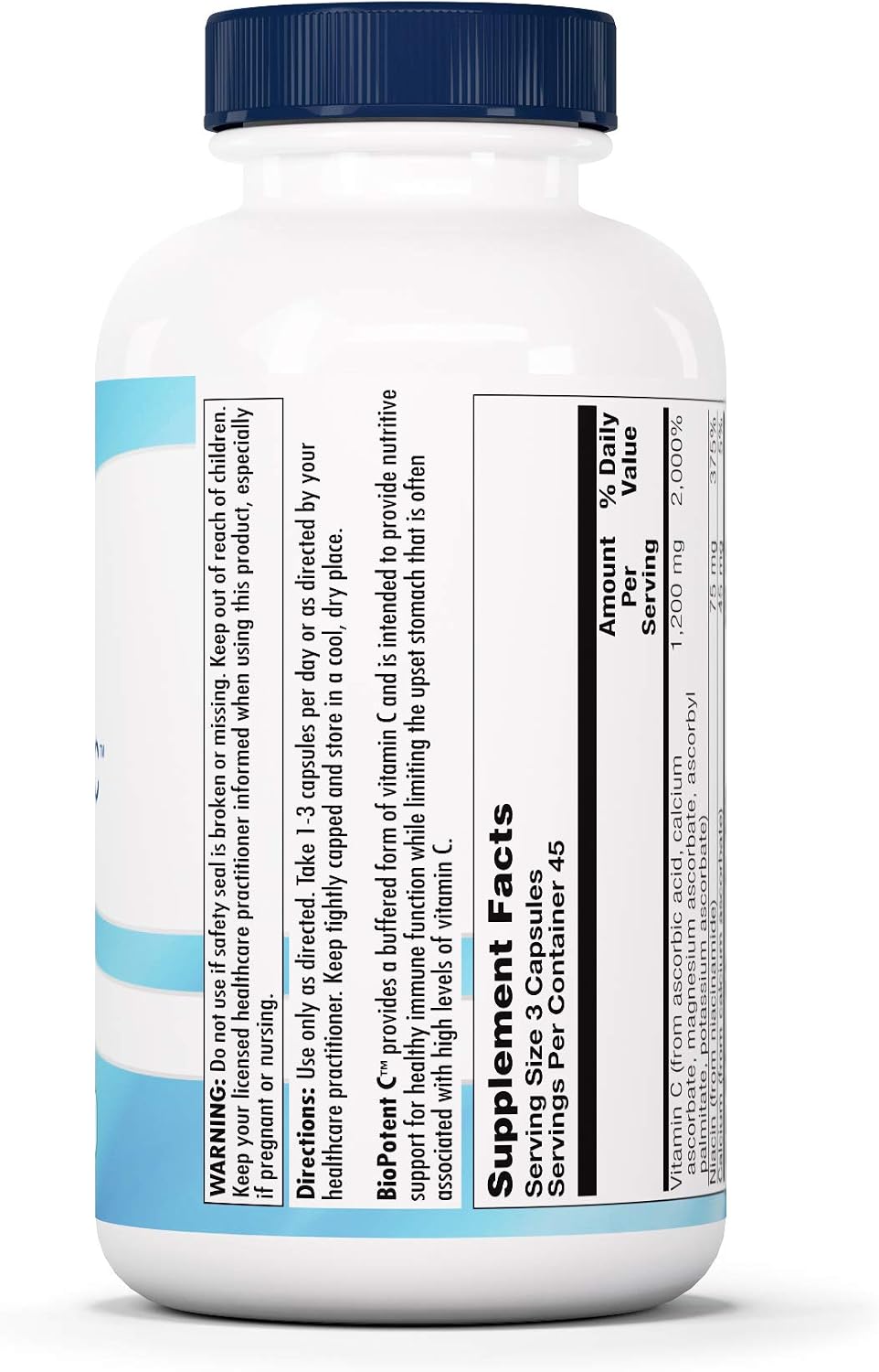 Nutra BioGenesis BioPotent C - Suplemento de Vitamina C con Bioflavonoides, 1200 mg, 135 Cápsulas