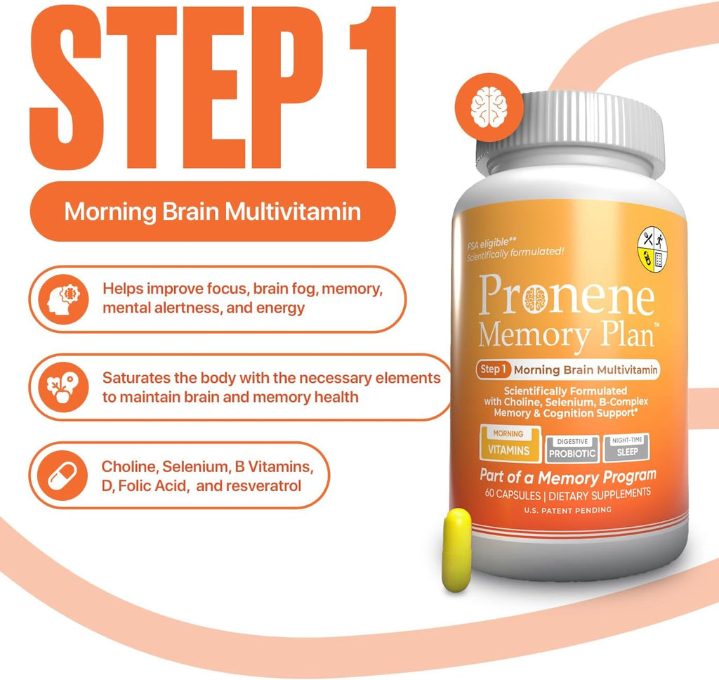 PRONENE Memory Plan: 3 Pack - Multivitamínico Matutino, Probiótico y Suplemento para el Sueño Profundo
