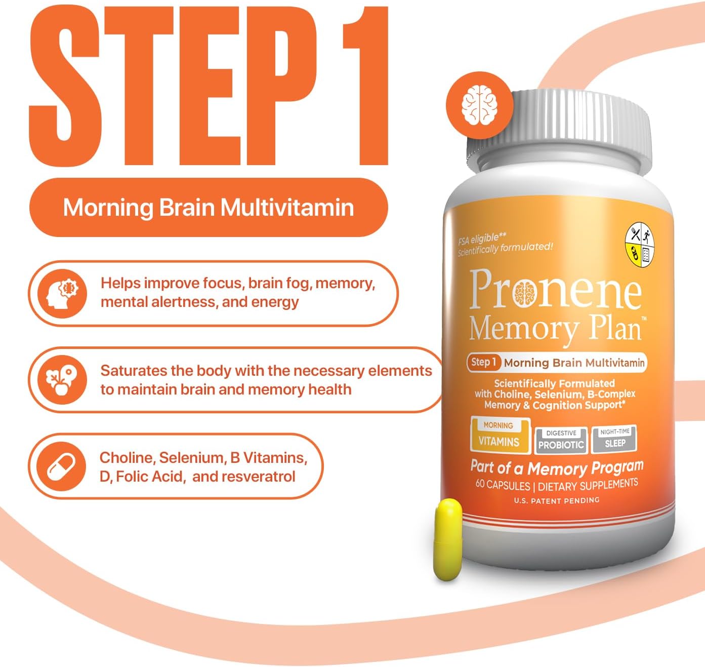 PRONENE Memory Plan: 3 Pack - Multivitamínico Matutino, Probiótico y Suplemento para el Sueño Profundo