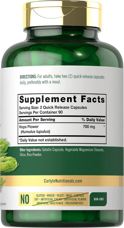 Carlyle Suplemento de Lúpulo 700mg | 180 – Sin colorantes ni sabores artificiales. – Image 2