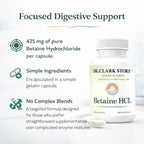 Dr. Clark Betaine HCL Digestive Enzymes - 100 Cápsulas de Gelatina, 425 mg