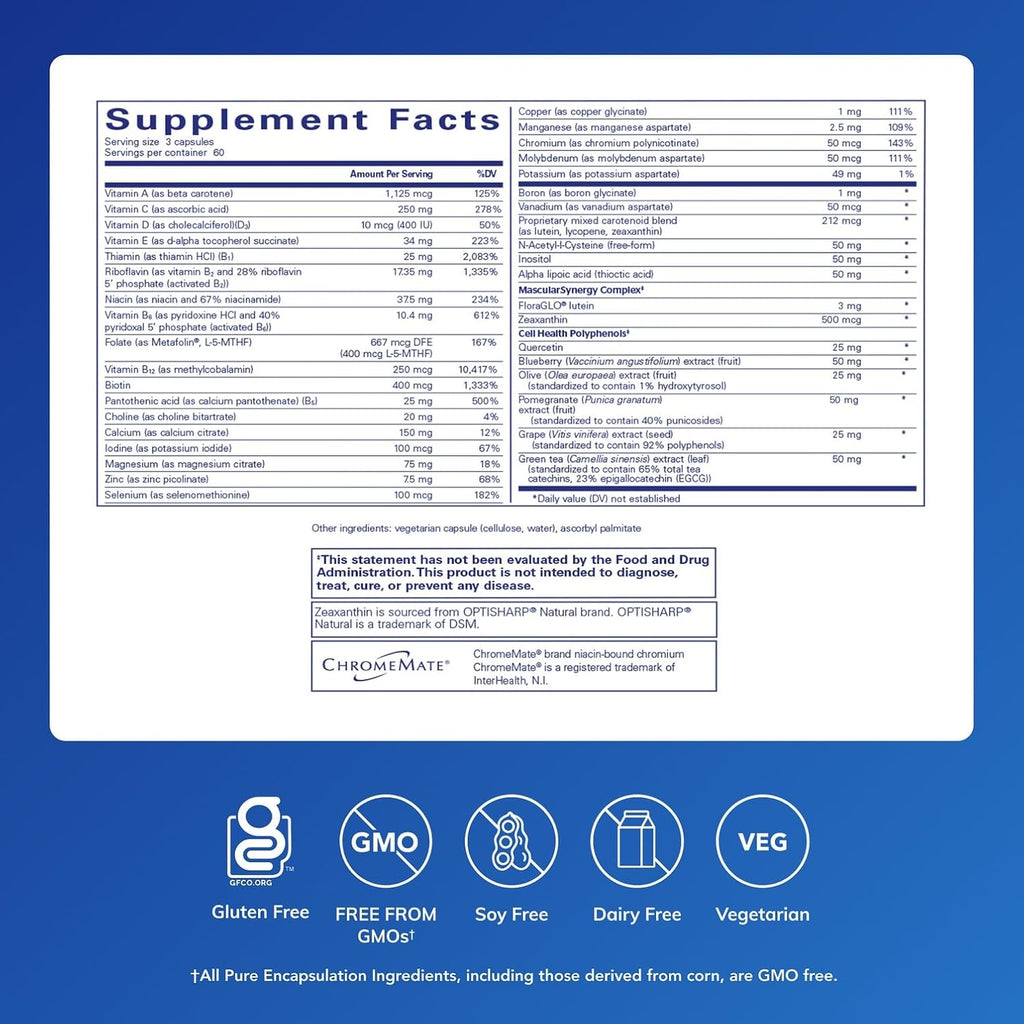 Pure Encapsulations Polyphenol Nutrients – Complejo Multivitamínico y Mineral con Polifenoles, 180 Cápsulas
