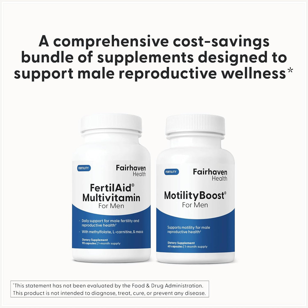 FertilAid for Men y MotilityBoost Combo - 150 Cápsulas (1 Mes)