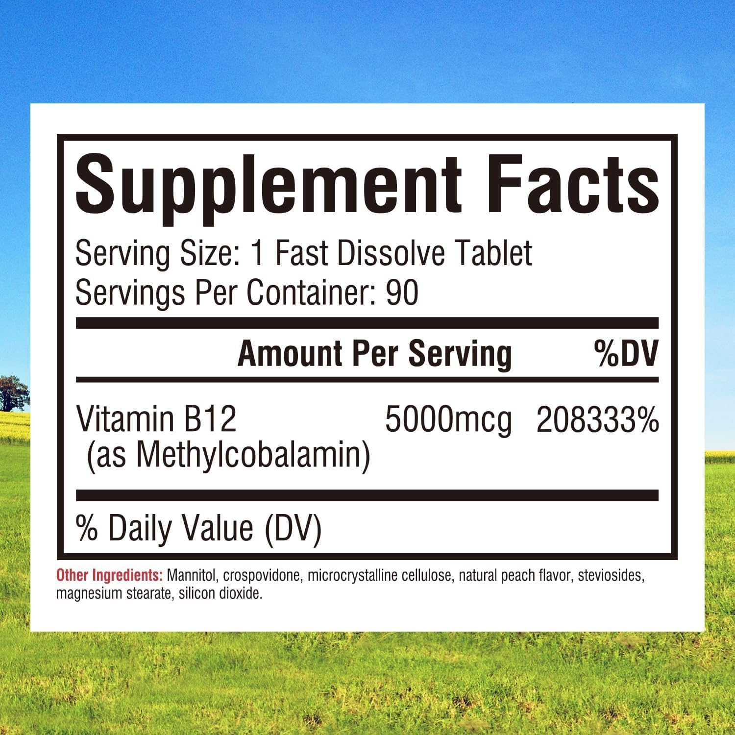 Innate Vitality Vitamina B12 5000mcg Sublingual, Metilcobalamina Vegano, 90 Comprimidos