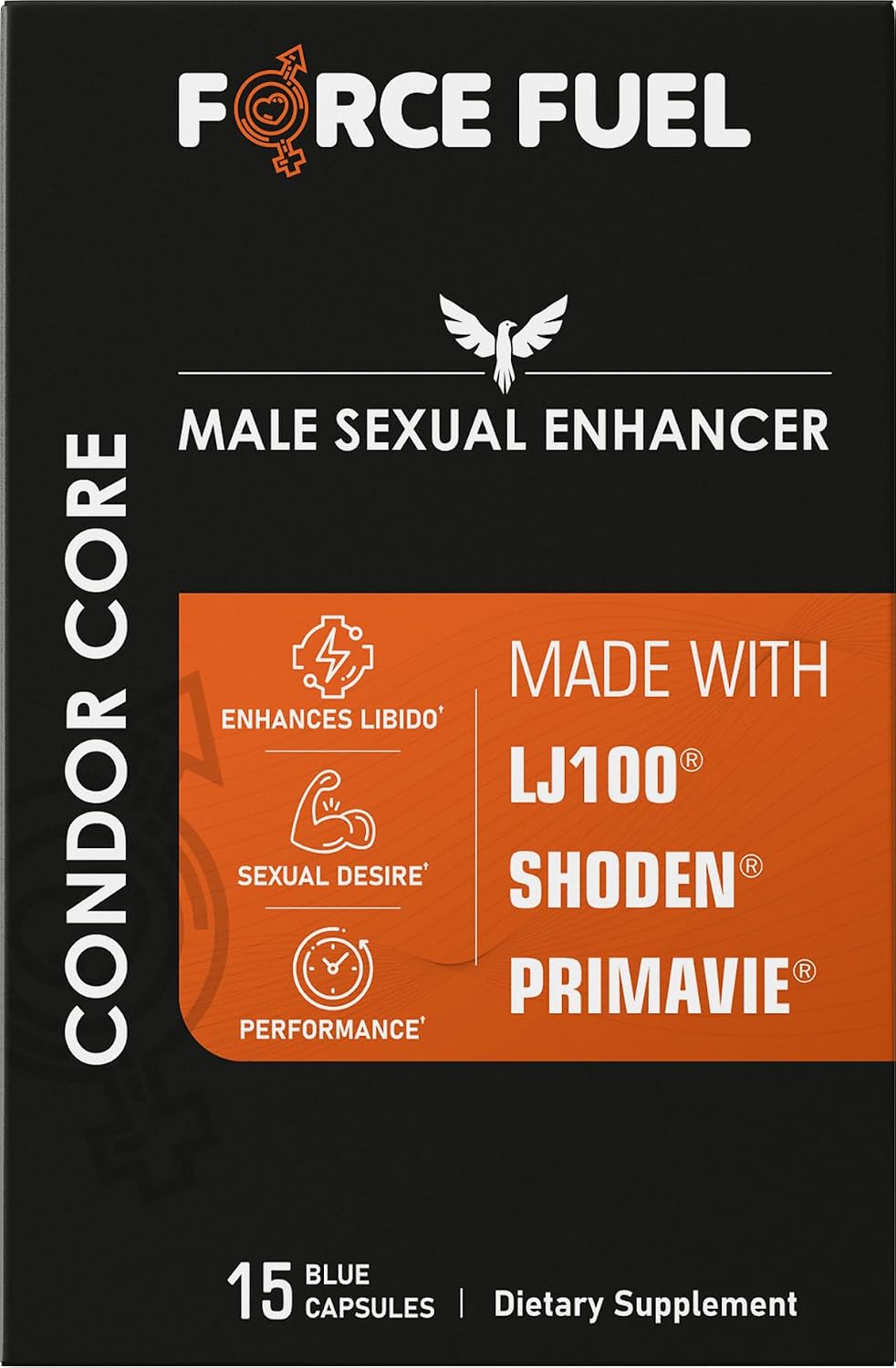 FORCE FUEL Condor Core – Cápsulas para Hombres con Tongkat Ali, Ashwagandha y Shilajit