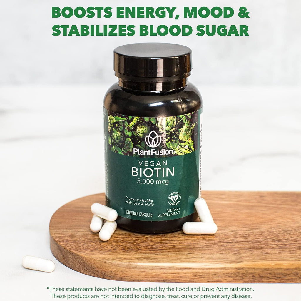 PlantFusion Biotina Vegana 5000 mcg, 120 Cápsulas Veganas