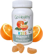 Go Healthy Kids Vitamin C Gummies – Gominolas de Vitamina C para Niños, Sabor Naranja, Veganas, Sin Gelatina, 60 unidades