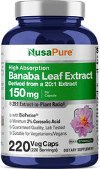 NusaPure Banaba Leaf, 150 mg, 220 Cápsulas Vegetales (No-GMO, Vegano)