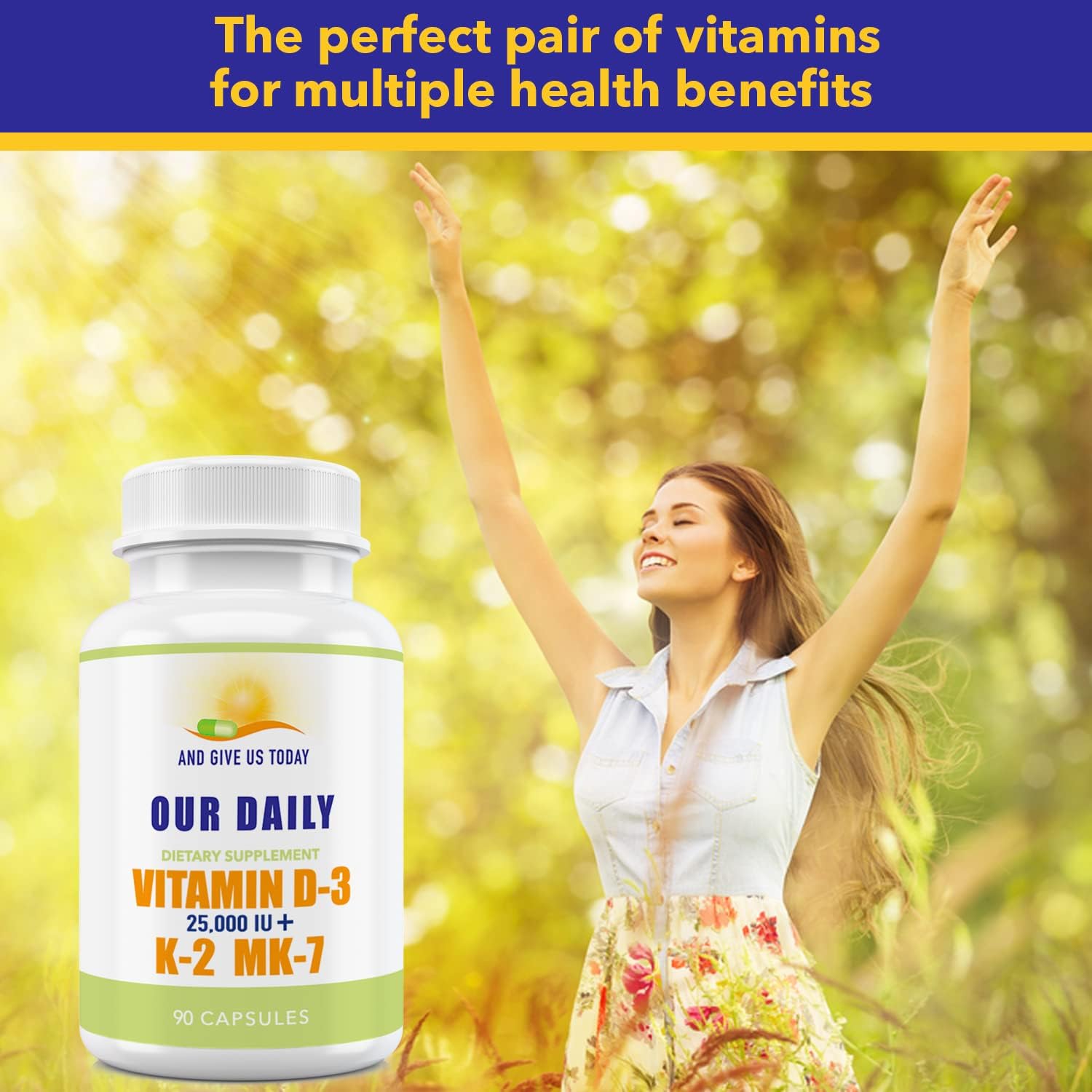 Our Daily Vites Vitamina D3 25.000 UI + K2 - Combinación de Alta Potencia