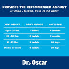 Dr. Oscar Suplemento de Taurina para Perros con L-Carnitina, 120 Comprimidos Masticables, 500mg de Taurina por cada 25lbs de Peso
